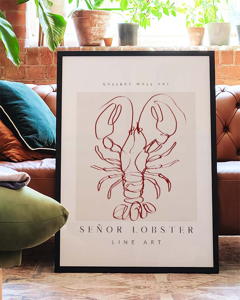 Señor Lobster | Minimalistisches Line-Art-Poster