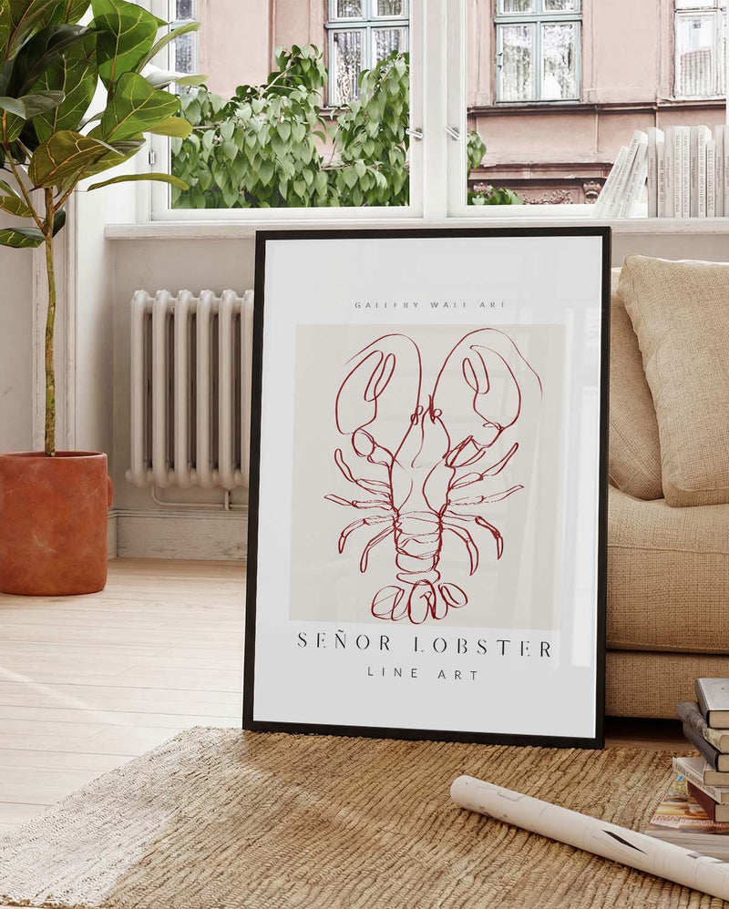 Señor Lobster | Minimalistisches Line-Art-Poster