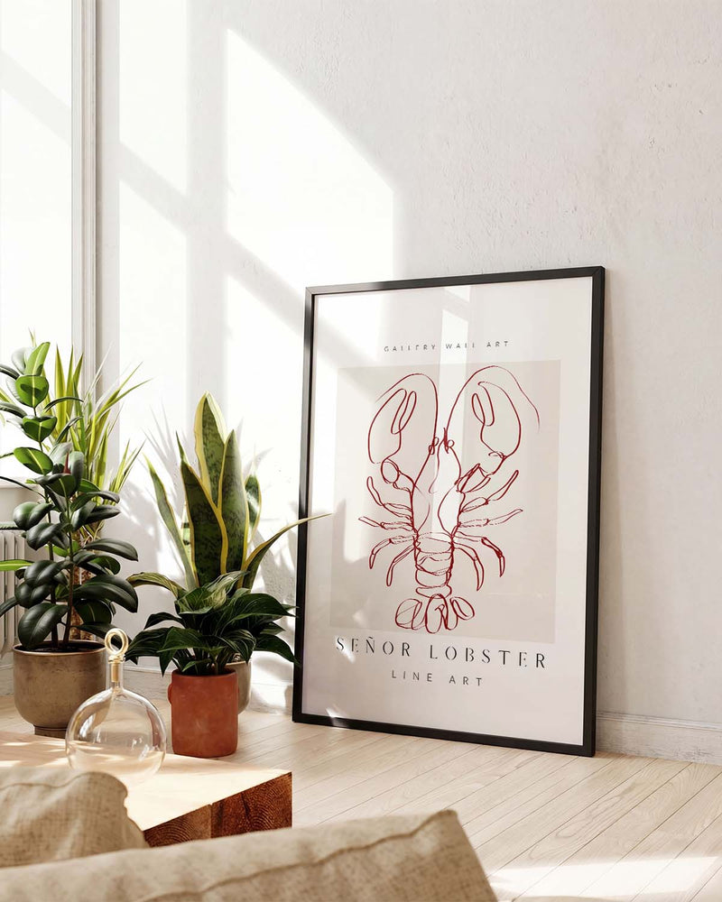 Señor Lobster | Minimalistisches Line-Art-Poster