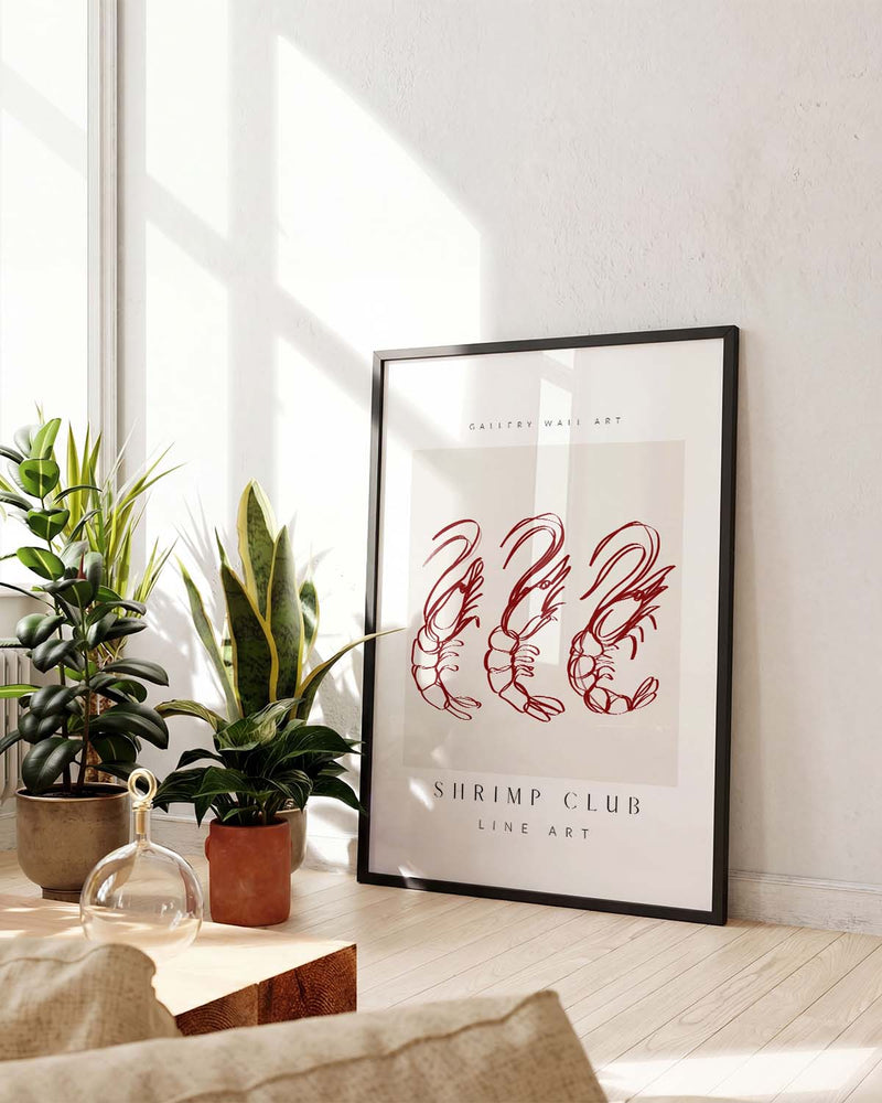Shrimp Club | Minimalistisches Line-Art-Poster