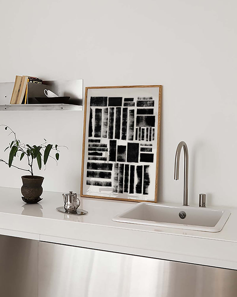 Abstraktes Raster Textur Poster – Abstract Black Texture