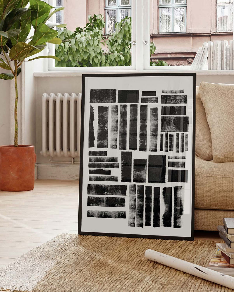 Abstraktes Raster Textur Poster – Abstract Black Texture