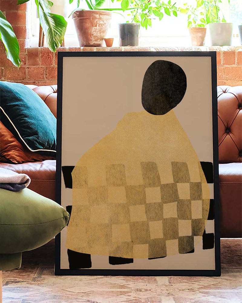 Abstrakte Figur Poster modern – Abstract Checkered Figure