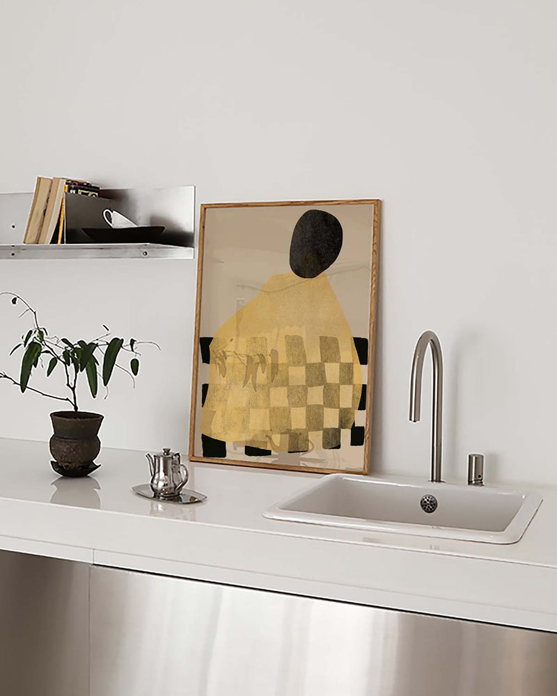 Abstrakte Figur Poster modern – Abstract Checkered Figure
