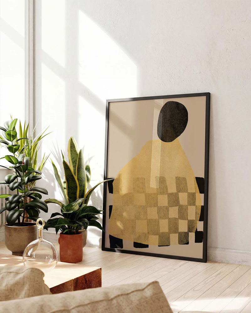 Abstrakte Figur Poster modern – Abstract Checkered Figure