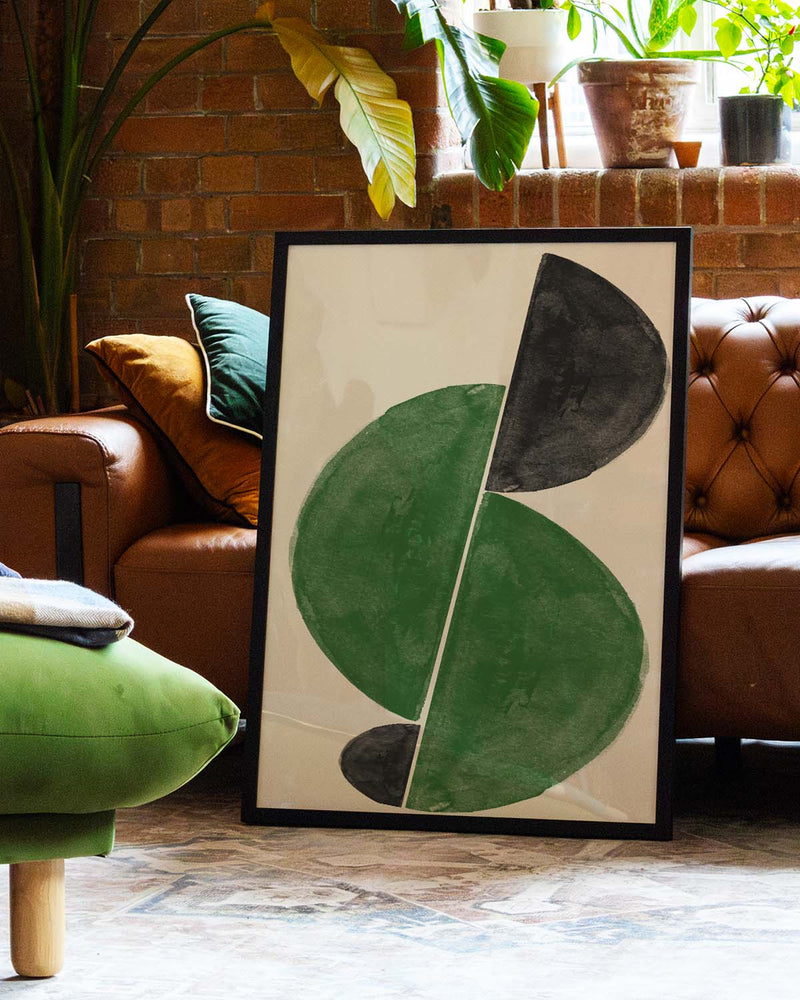 Abstraktes grünes Mid Century Poster – Abstract Green