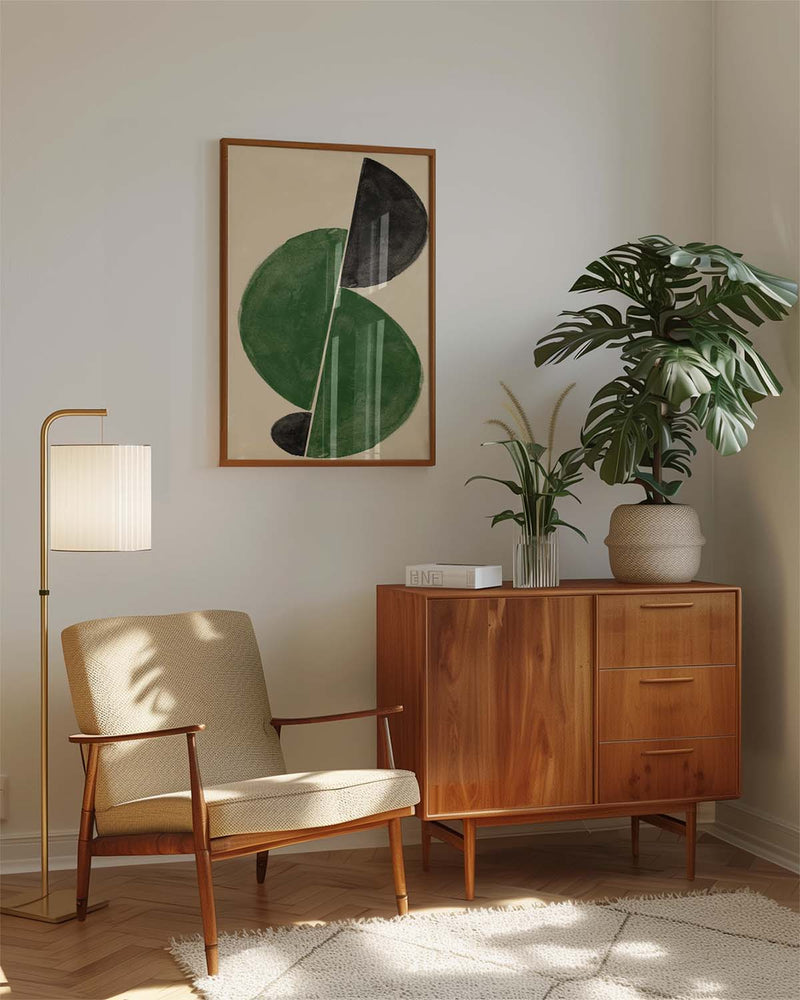 Abstraktes grünes Mid Century Poster – Abstract Green