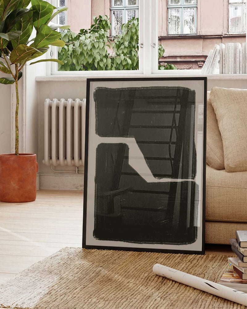 Schwarzes Abstraktes Form Poster – Black Abstract Block