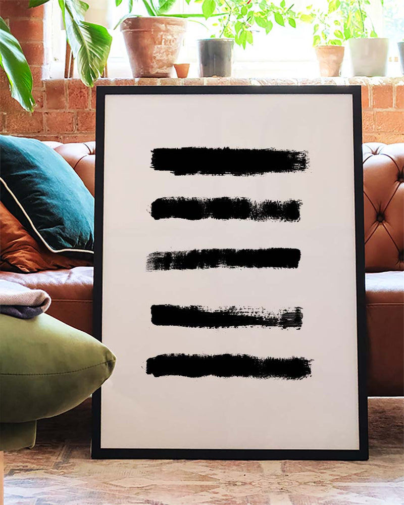 Schwarzes Pinselstreifen Poster – Black Brush Stripes