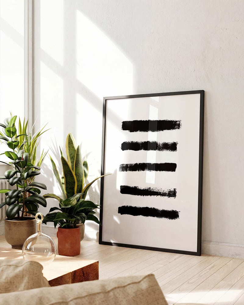Schwarzes Pinselstreifen Poster – Black Brush Stripes