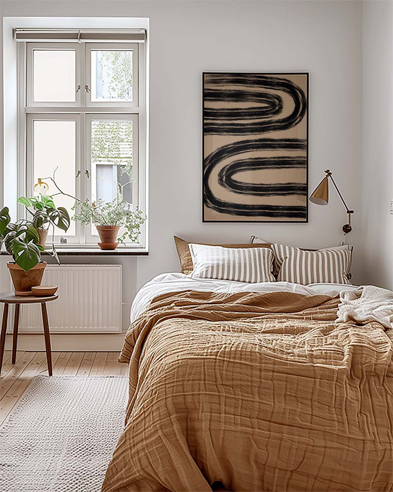 Schwarzes Wellenmuster Poster – Black Wave Pattern