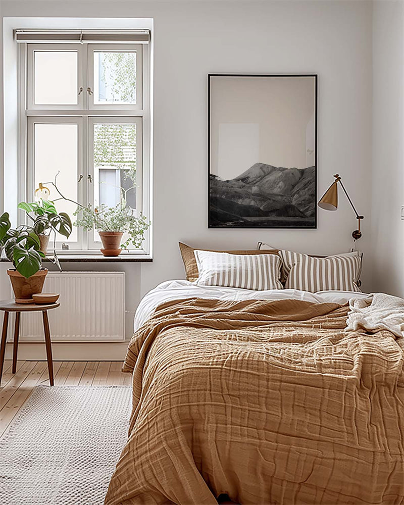 Schwarz Weiß Berglandschaft Poster – Black White Mountain Landscape