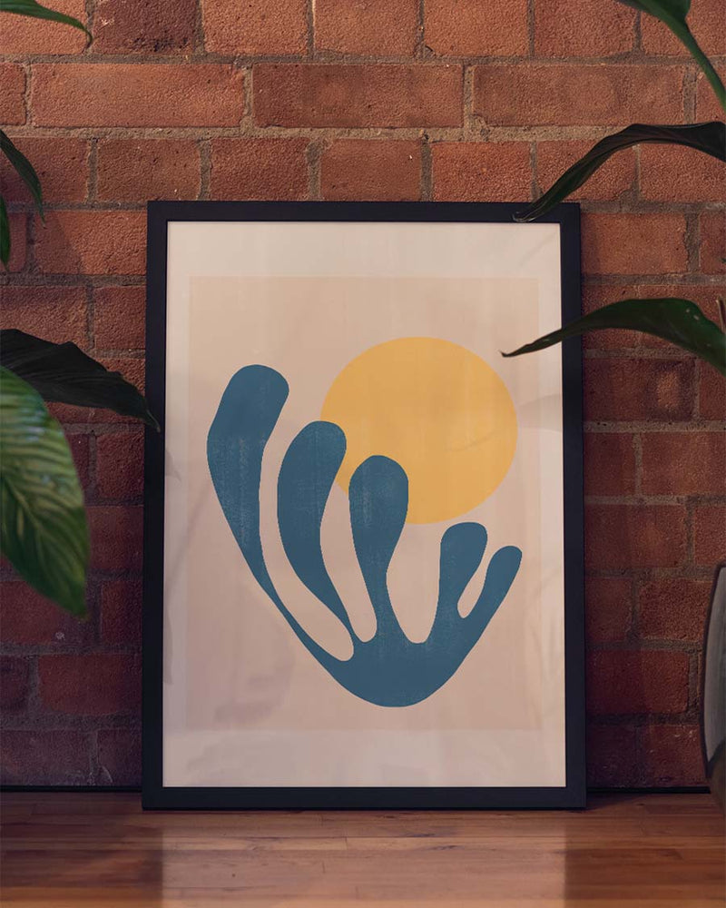 Abstraktes Blau Sonne Poster – Blue Form Sun