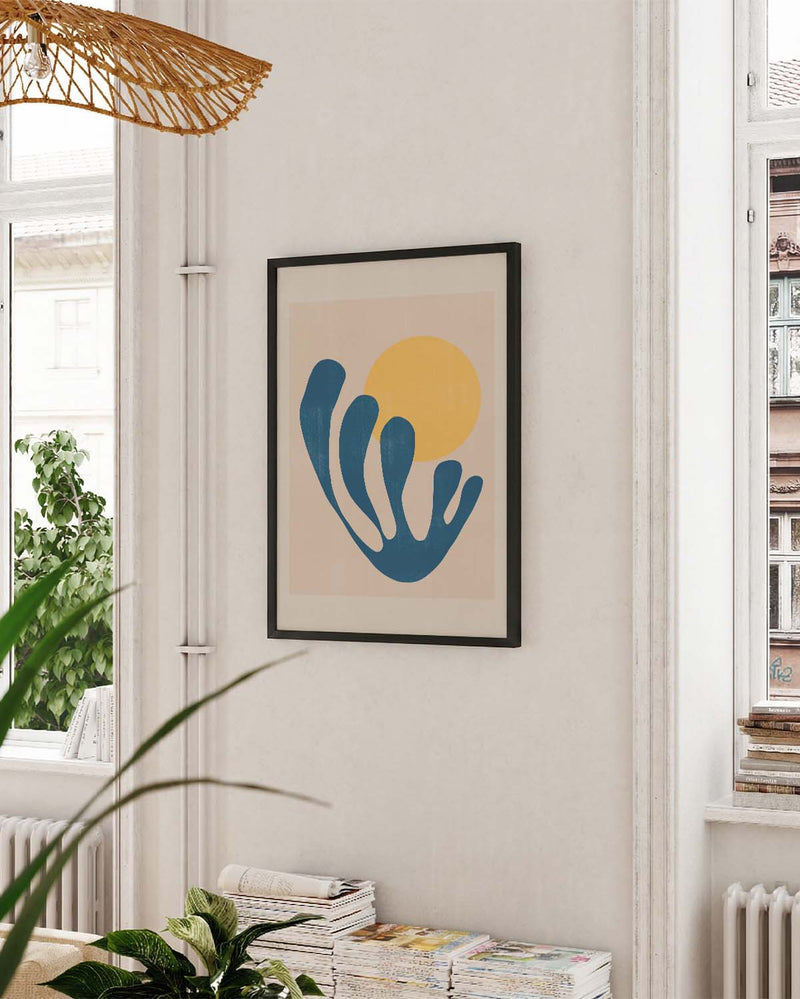 Abstraktes Blau Sonne Poster – Blue Form Sun