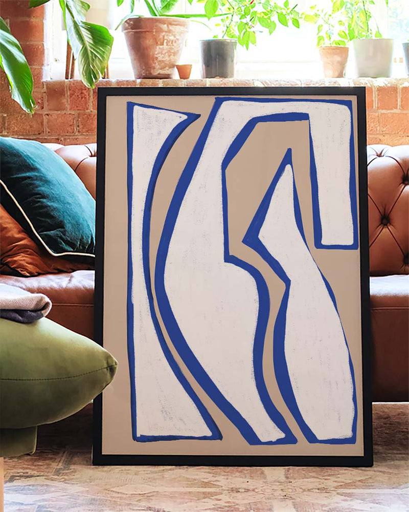 Blaue Organische Linien Poster – Blue Organic Line Form