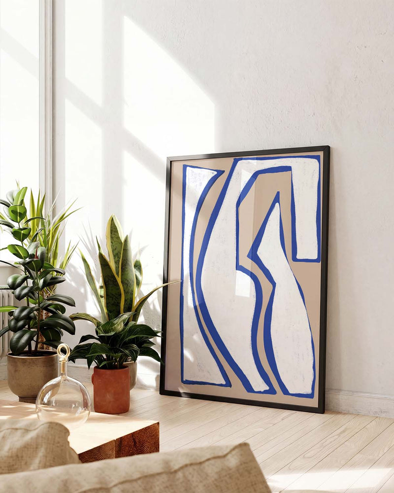 Blaue Organische Linien Poster – Blue Organic Line Form