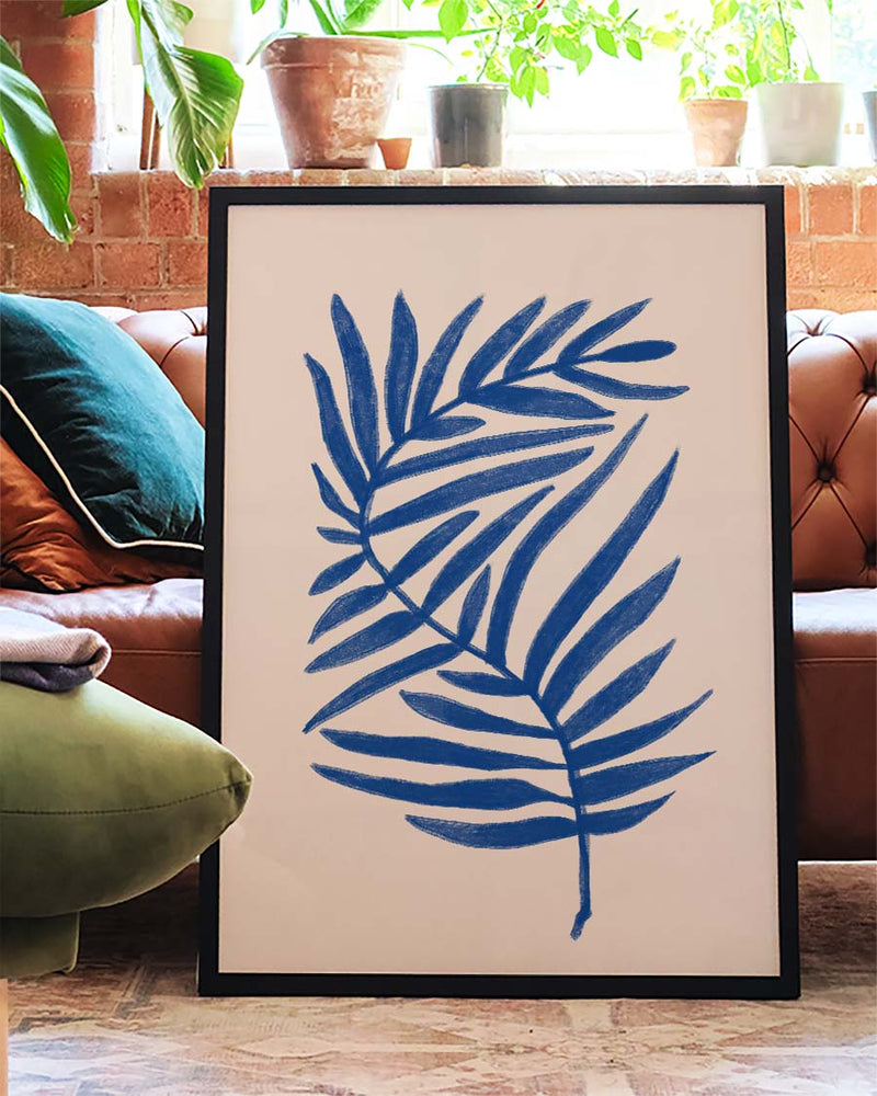 Blaue Palmblatt Poster – Blue Palm Leaf