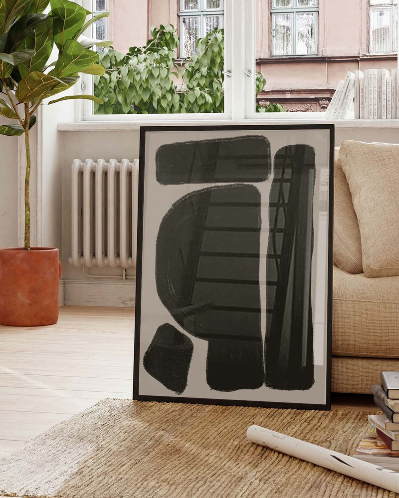 Bold Black Abstraktes Formen Poster – Bold Black Abstract Forms