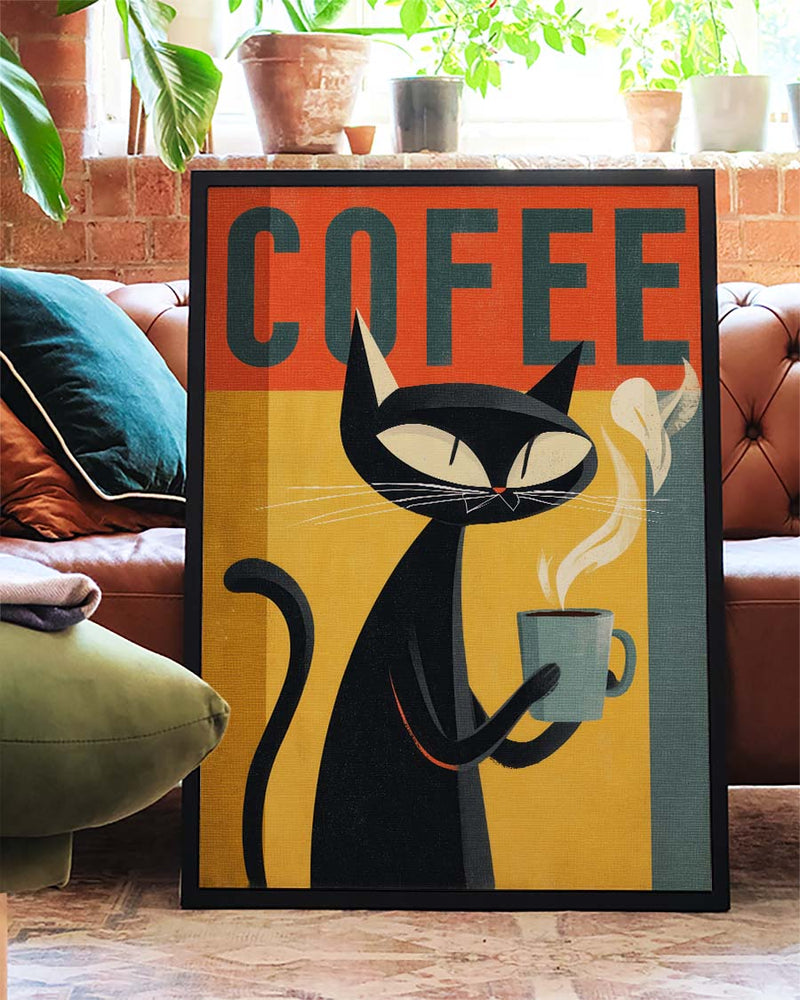 Coffee Cat Retro Poster – Coffee Cat Poster