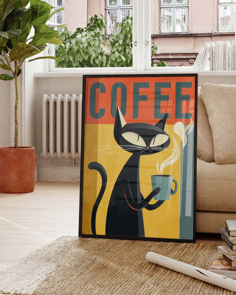 Coffee Cat Retro Poster – Coffee Cat Poster