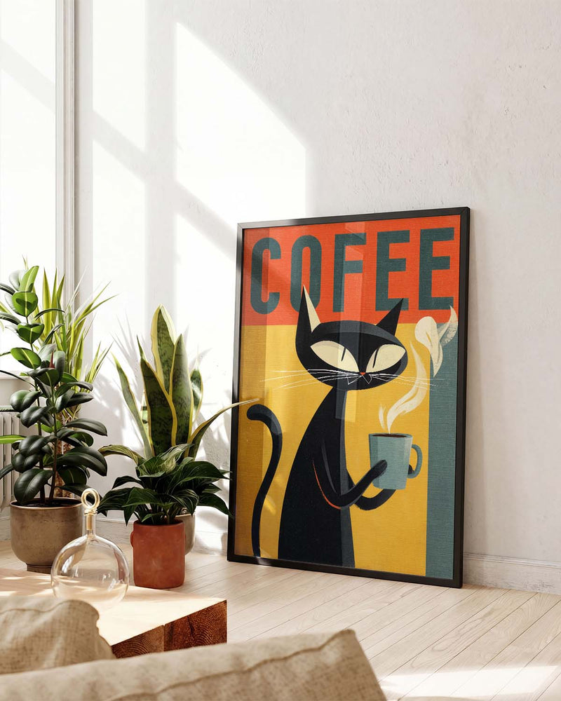 Coffee Cat Retro Poster – Coffee Cat Poster