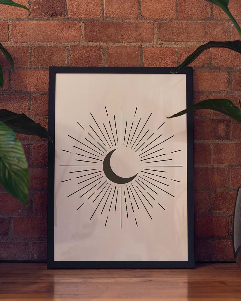 Sonne Mond Poster minimalistisch – Crescent Sun Radiance