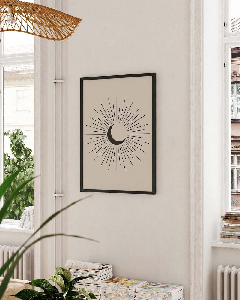 Sonne Mond Poster minimalistisch – Crescent Sun Radiance