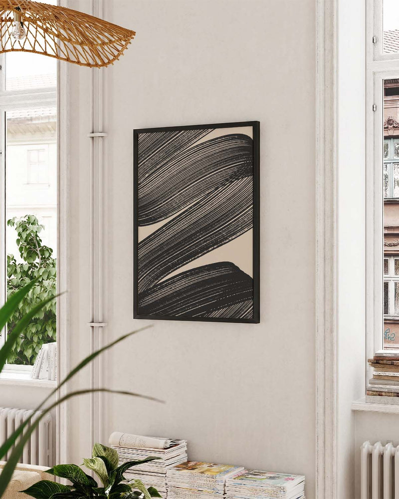 Abstraktes Pinsel Poster – Dunkle Flussdynamik