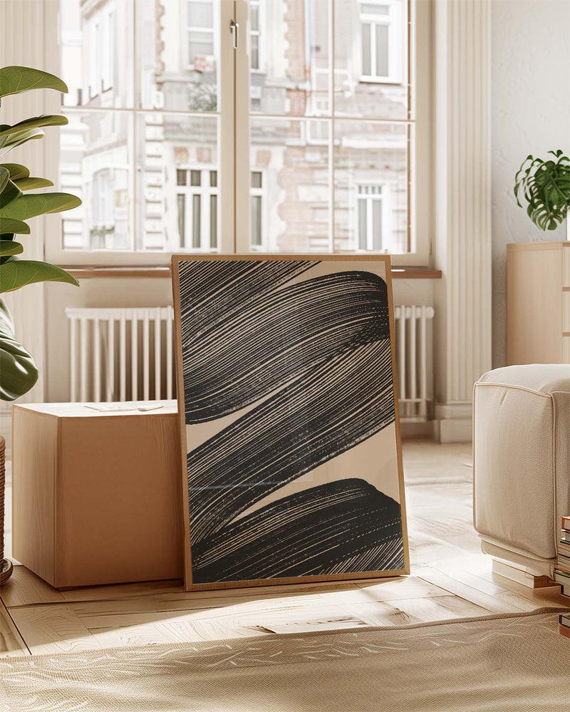 Abstraktes Pinsel Poster – Dunkle Flussdynamik