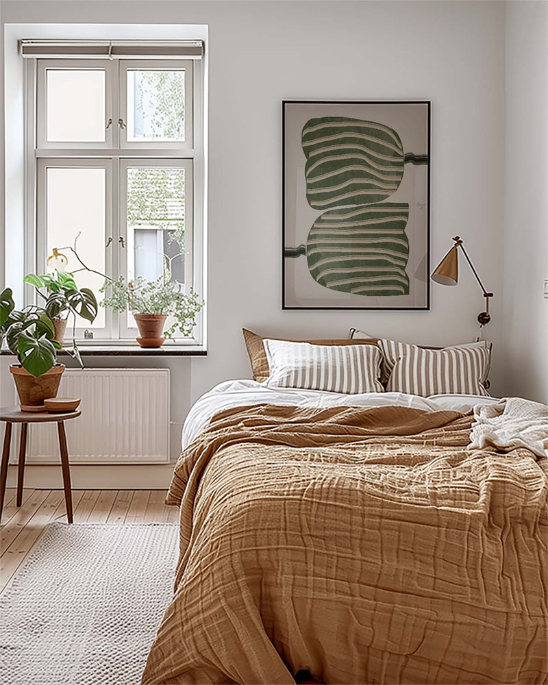 Grünes Gestreiftes Blätter Poster – Green Striped Leaves