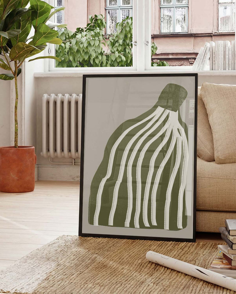 Grünes Gestreiftes Vasen Poster – Green Striped Vas