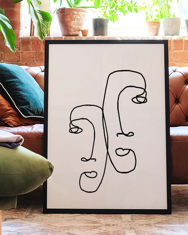 Minimal Linien Gesichter Poster – Minimal Line Faces