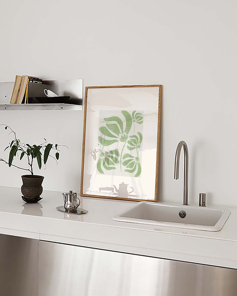 Modernes Blatt Muster Poster – Modern Green Leaf Pattern