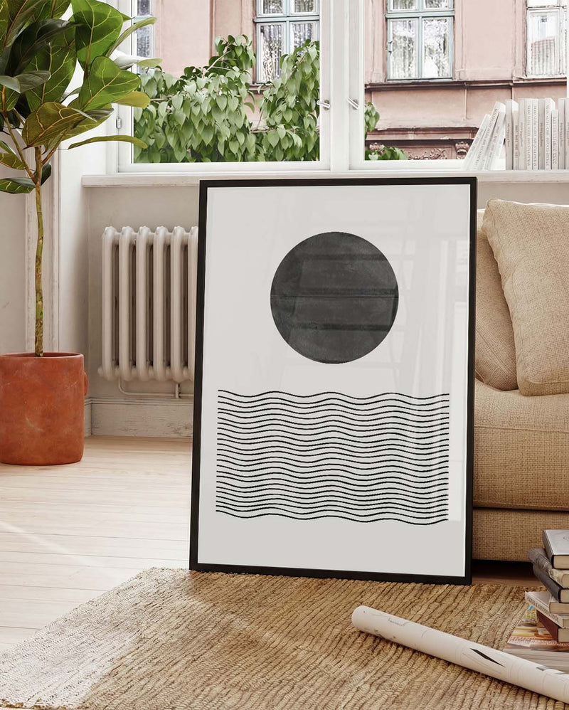 Mond über Wellen Poster – Moon Over Waves