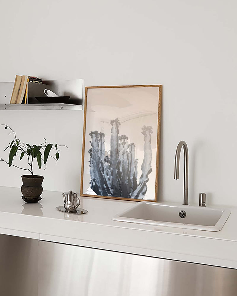 Gedämpftes Blau Kaktus Poster – Muted Blue Cactus
