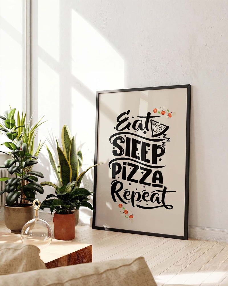 Pizza Typografie Poster – Pizza Repeat