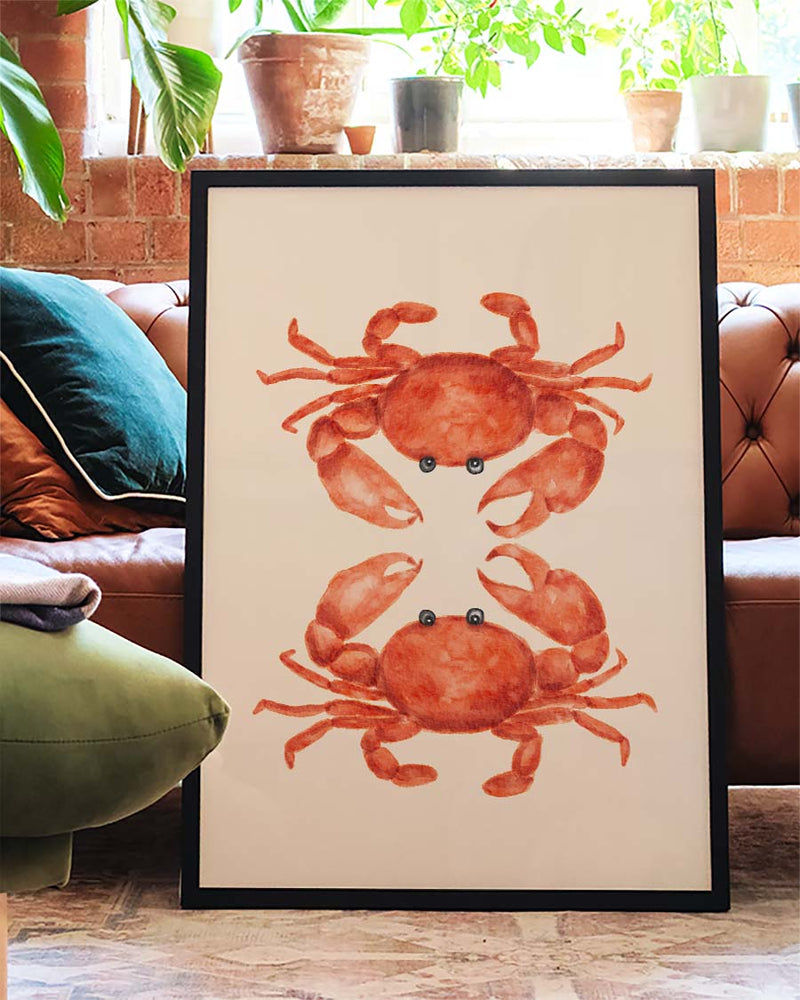 Maritime Illustration Poster – Red Crab Illustration
