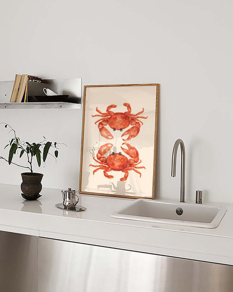 Maritime Illustration Poster – Red Crab Illustration