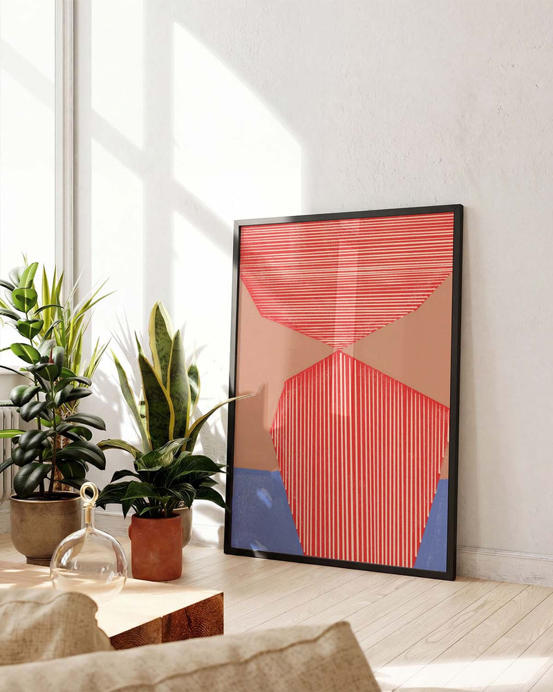 Rote Geometrische Streifen Poster – Red Geometric Stripes