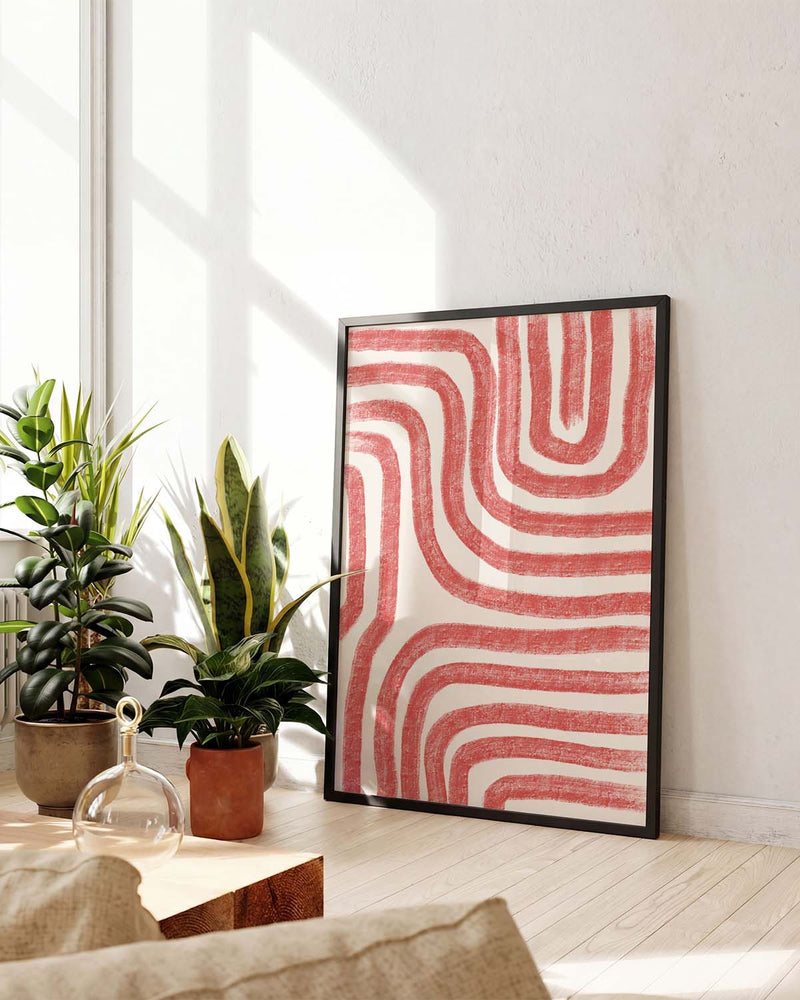 Rotes Muster Wellen Poster – Red Pattern Waves