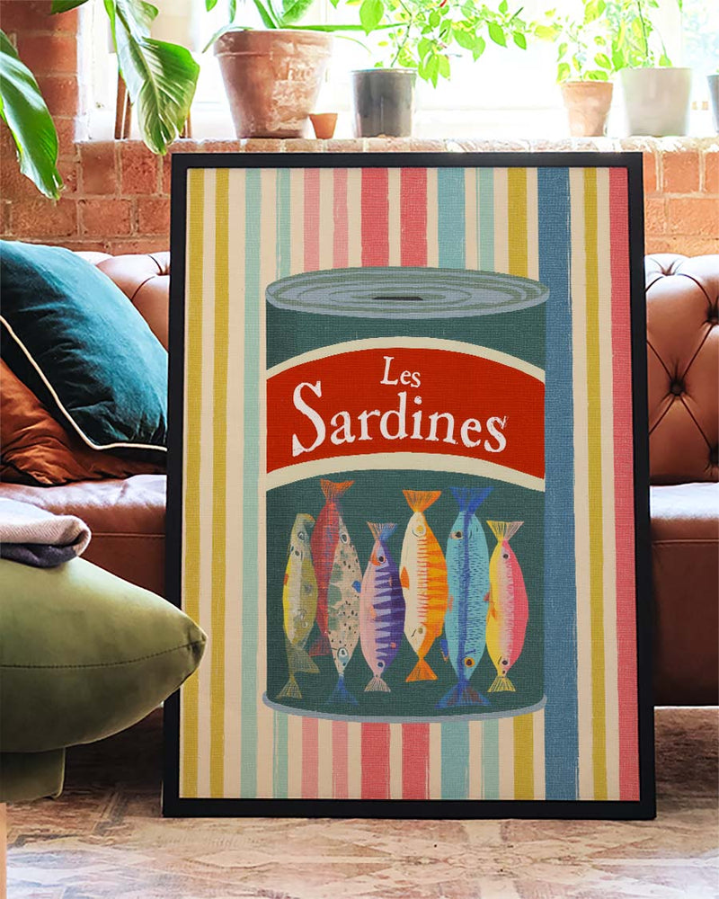 Retro Food Illustration Poster – Sardines Can Illustration
