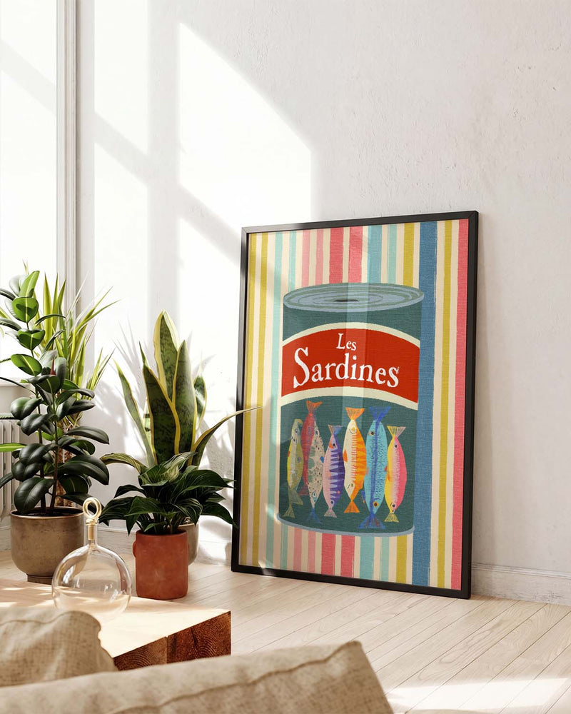 Retro Food Illustration Poster – Sardines Can Illustration