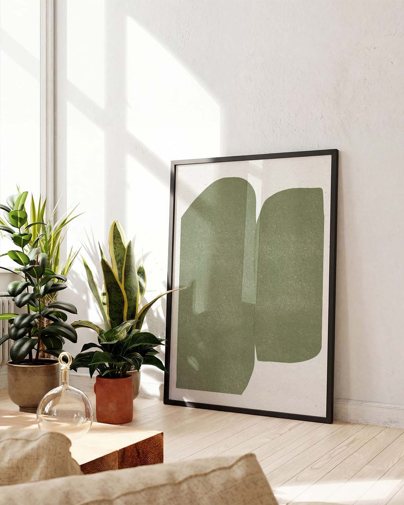 Soft Green Abstract Forms Poster – Sanfte Grüne Formen