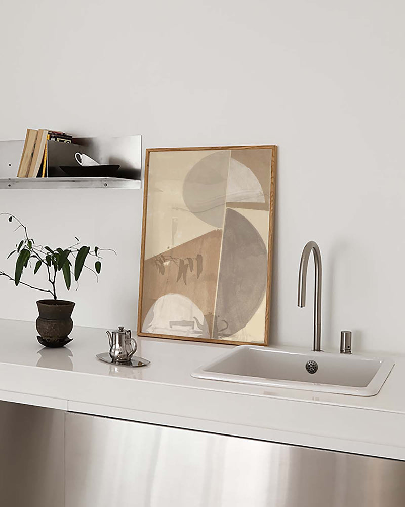 Soft Neutral Geometry Poster – Neutrale Geometrische Komposition