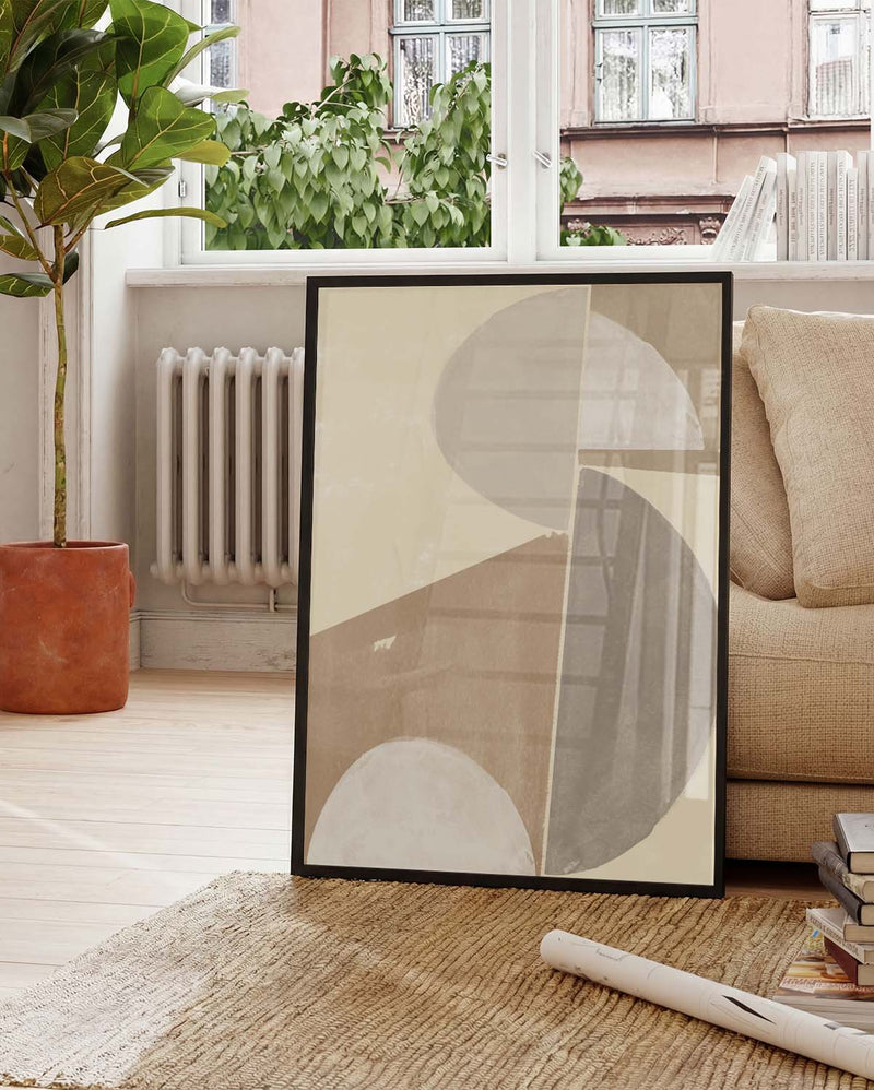 Soft Neutral Geometry Poster – Neutrale Geometrische Komposition