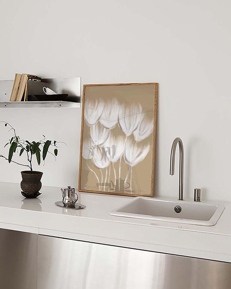 Soft Tulip Cluster Poster – Minimalistische Tulpen