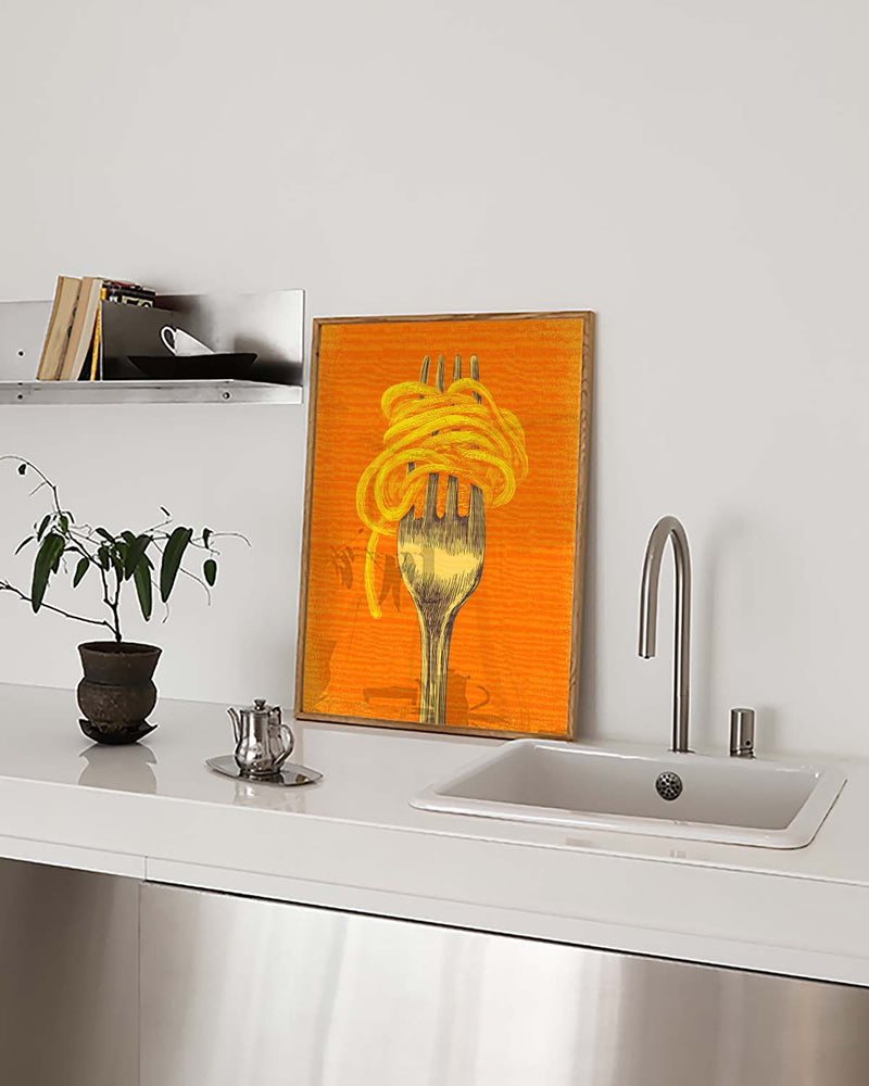 Pasta Illustration Poster – Spaghetti Fork