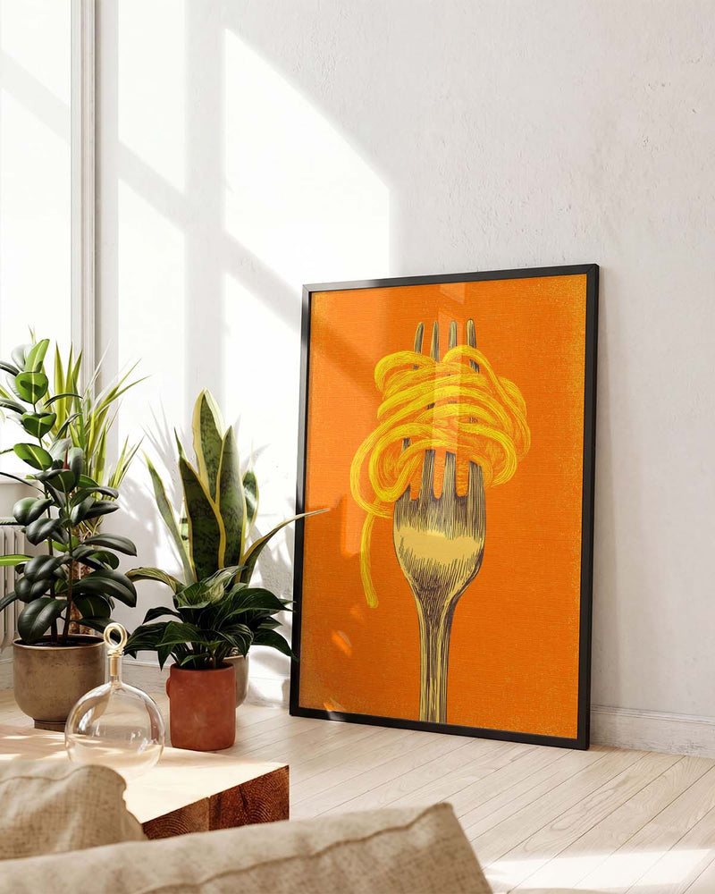 Pasta Illustration Poster – Spaghetti Fork
