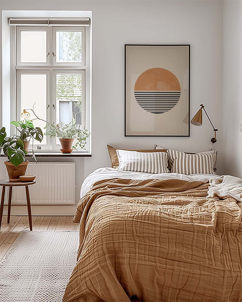 Abstrakte Sonnenkunst Poster – Sun Stripe Horizon