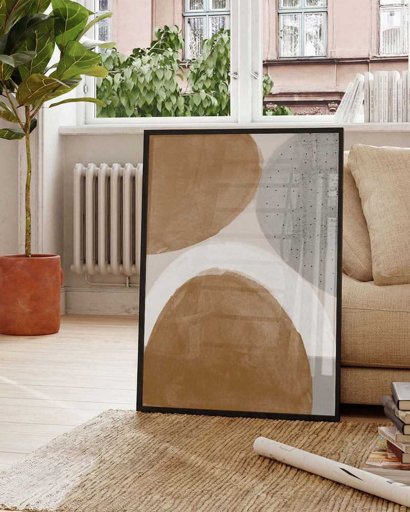 Terracotta Abstract Composition Poster – Erdige Formkunst